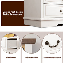 Combo Dresser, 10 Drawers, Solid and Manufactured Wood, Brown/Antique White