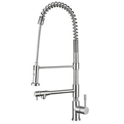 Commercial Single-Hole Faucet with Pull Out Spray Head in Polished Stainless Steel