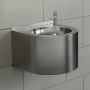 Commercial Wall Mount Wash Basin, Single Bowl in Brushed Stainless Steel