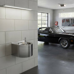 Commercial Wall Mount Wash Basin, Single Bowl in Brushed Stainless Steel