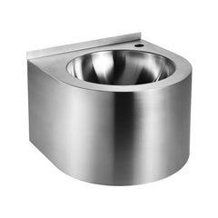 Commercial Wall Mount Wash Basin, Single Bowl in Brushed Stainless Steel
