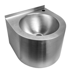 Commercial Wall Mount Wash Basin, Single Bowl in Brushed Stainless Steel