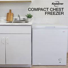 Compact Chest Freezer, 5 Cu. Ft., Adjustable Temperature Control, White