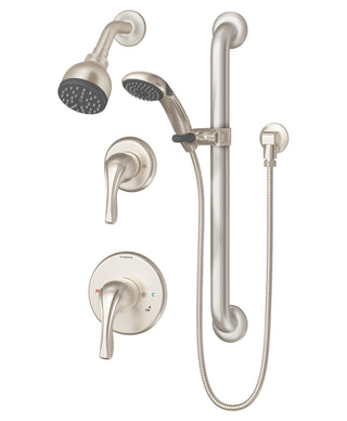 Complete Shower System, Origins, Pressure Balanced, Wall Mount, Satin Nickel