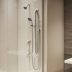 Complete Shower System, Origins, Pressure Balanced, Wall Mount, Satin Nickel