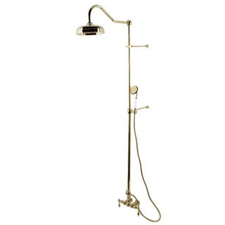 Complete Shower System, Vintage, Wall Mount, Rain, Hand Shower, Polished Brass