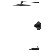 Concord Tub and Shower Faucet, Single Cross Handle in Matte Black