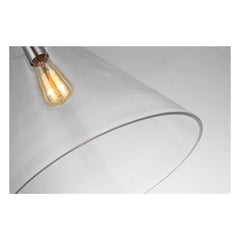 Cone Pendant Light, Clear Glass Shade with Brushed Nickel Metal Frame