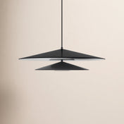 Cone Pendant Light with 2 Lights in Black and White Metal