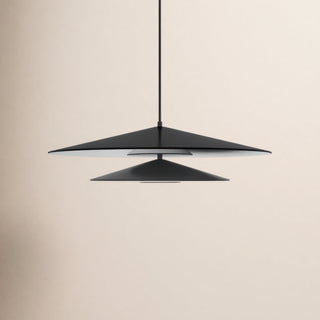 Cone Pendant Light with 2 Lights in Black and White Metal