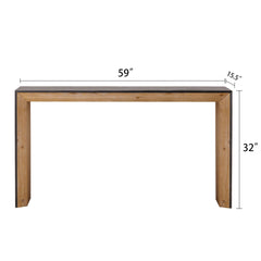 Console, 59 in Wide, Black Top with Natural Wood Base