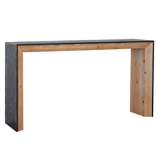 Console, 59 in Wide, Black Top with Natural Wood Base