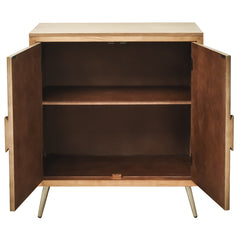 Console Cabinet with 2 Doors, Solid Wood and Brown Metal Legs