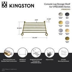 Console Leg Storage Shelf, Fauceture, 25-3/16 In Length in Brushed Nickel