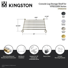 Console Leg Storage Shelf, Fauceture, 28 Inch Length in Polished Nickel