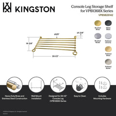 Console Leg Storage Shelf, Fauceture, Stainless Steel and Brass in Brushed Nickel