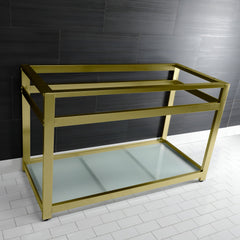 Console Sink Base, Commercial with Glass Shelf in Brushed Brass