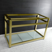 Console Sink Base, Commercial with Glass Shelf in Brushed Brass