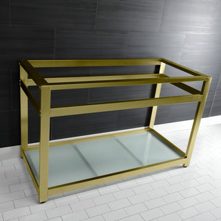 Console Sink Base, Commercial with Glass Shelf in Brushed Brass