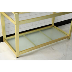Console Sink Base, Commercial with Glass Shelf in Brushed Brass