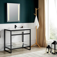 Console Sink Base, Orchard, 36 in Angular Frame in Matte Black