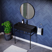 Console Sink, Carre, 36-Inch Ceramic with Towel Bar in Matte Black