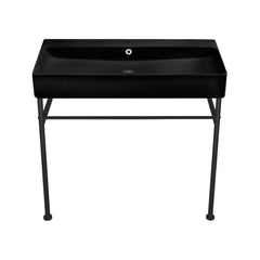 Console Sink, Carre, 36-Inch Ceramic with Towel Bar in Matte Black
