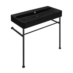 Console Sink, Carre, 36-Inch Ceramic with Towel Bar in Matte Black