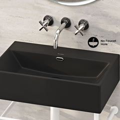 Console Sink, Claire, 24 Inch Rectangle with Matte White Legs in Matte Black