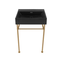 Console Sink, Claire, 24 Inch Rectangle with Towel Bar in Matte Black