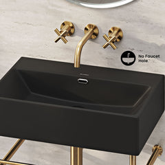 Console Sink, Claire, 24 Inch Rectangle with Towel Bar in Matte Black