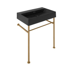 Console Sink, Claire, 24 Inch Rectangle with Towel Bar in Matte Black