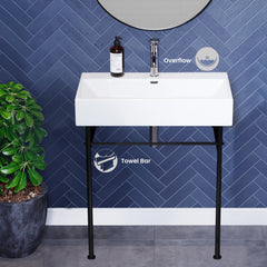 Console Sink, Claire, 30 in with Front Towel Bar in Ceramic