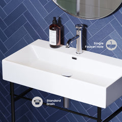 Console Sink, Claire, 30 in with Front Towel Bar in Ceramic