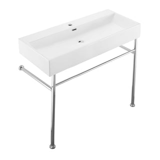 Console Sink, Claire, Ceramic, 1 Faucet Hole, White/Chrome