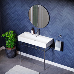 Console Sink, Claire, Ceramic, 1 Faucet Hole, White/Chrome