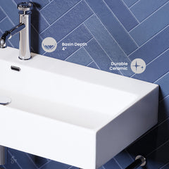 Console Sink, Claire, Ceramic, 1 Faucet Hole, White/Chrome