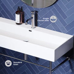 Console Sink, Claire, Ceramic, 1 Faucet Hole, White/Chrome