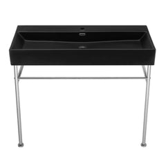 Console Sink, Claire, Ceramic Basin with Chrome Legs in Matte Black