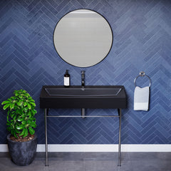 Console Sink, Claire, Ceramic Basin with Chrome Legs in Matte Black