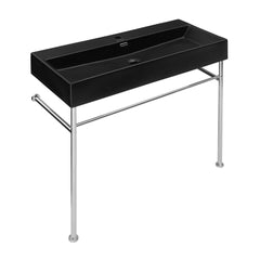 Console Sink, Claire, Ceramic Basin with Chrome Legs in Matte Black