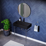 Console Sink, Claire, Ceramic with Towel Bar in Matte Black