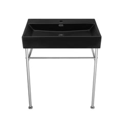 Console Sink, Claire, Ceramic with Towel Bar in Matte Black