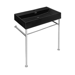 Console Sink, Claire, Ceramic with Towel Bar in Matte Black