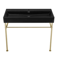Console Sink, Claire, Ceramic with Towel Bar in Matte Black