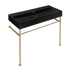 Console Sink, Claire, Ceramic with Towel Bar in Matte Black