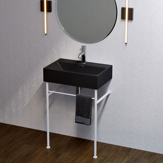 Console Sink, Claire, Ceramic with Towel Bar in Matte Black and Matte White