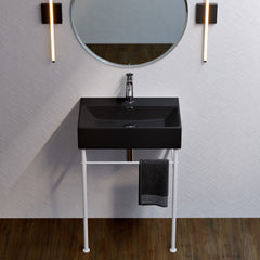 Console Sink, Claire, Ceramic with Towel Bar in Matte Black and Matte White