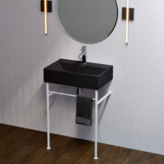 Console Sink, Claire, Ceramic with Towel Bar in Matte Black and Matte White