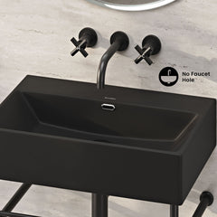 Console Sink, Claire, Rectangle with Towel Bar in Matte Black